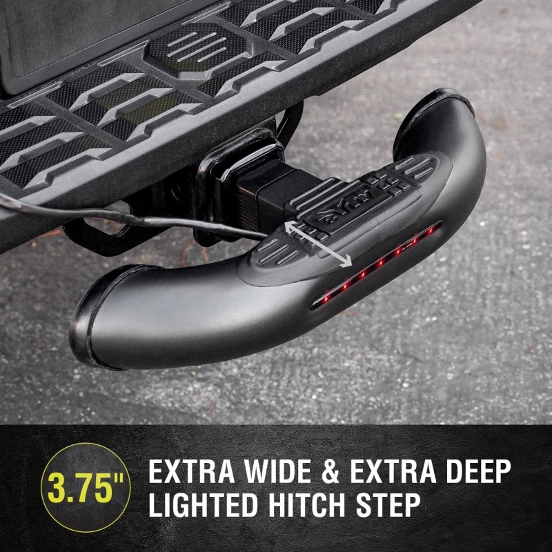 Bully Black Steel Hitch Step w/ LED Brake Light Fits