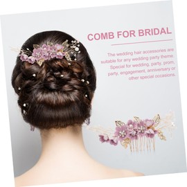 Healeved 2pcs Fashion Rhinestone Bridal Hair Comb Crystals Elegant Purple Alloy Hair Accessories for Weddings Parties and Special Occasions
