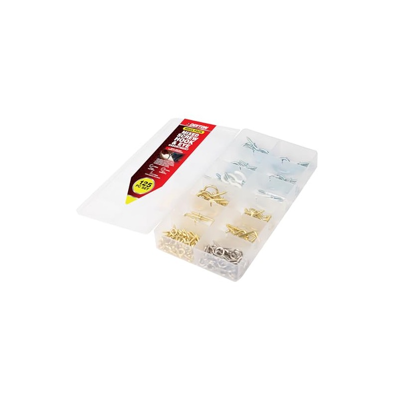 Dekton 125pcs Assorted Hooks Set-Durable Metal Construction| Ideal for Home,