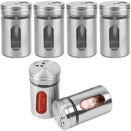 MITUMORMOR Spice Jars, Small Spice Jars, Spice Jars, Round Spice Jars, 80 ml Spice Container with Stainless Steel Lid, Spice Organiser for Salt, Pepper, Spices, Storage, Pack of 6