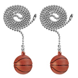 2 Pack Basketball Shape Ornament Pull Chain Extension, Sport Theme Fan Light Pull Chain Beaded Extension Fan Light Chains, Decorative Ceiling Fan Chain Pulls (Basketball Pattern)