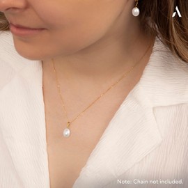 Amberta Allure Women 9ct Gold Pearl Pendant: Pearl Pendant without Chain in Gold - 8 to 9 mm