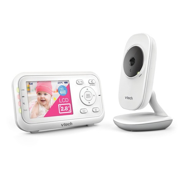 VTech VM3250 Video Baby Monitor with Camera,300m Long Range, Baby Monitor with 2.8"LCD Screen,Up to 19-hr Video Streaming,Night Vision,Secured Transmission,Temperature Sensor,Soothing Sounds,2X Zoom
