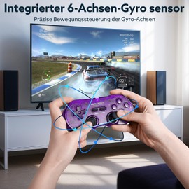 LONGYI 8BitDo SN30 Pro Wireless Bluetooth Controller mit Hall-Effekt Joysticks, Rumble Vibration und USB-C Kabel, Retro Gamepad für Switch, Windows, Mac OS, Android, Steam Deck - Lila