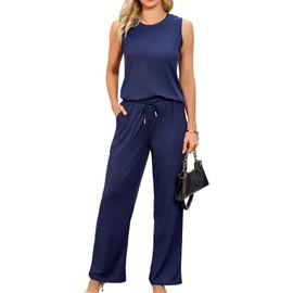 difficort Lounge Sets for Women 2 Piece Outfits Sweatshirt Sweatpant Tracksuit Matching Set, Navy, XX-Large