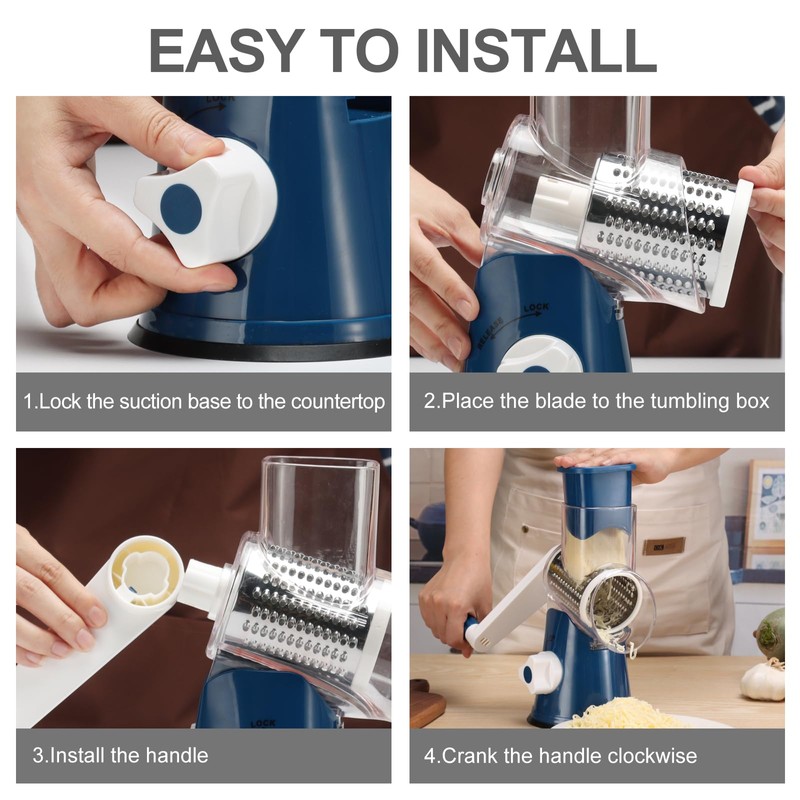 Cambom Rotary Cheese Grater Hand Crank Cheese Shredder for Fresh