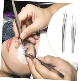 BIUDECO Stainless Steel Eyelash Grafting Tweezers for Women Precision Applicator for Fake Eyelashes Makeup Weddings and Photoshoots