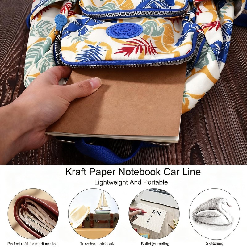 Hoshisea Pack of 6 Notebooks Pack A5 Kraft Notebook Kraft