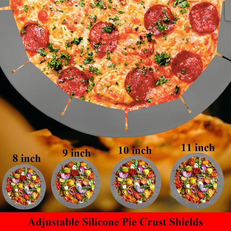 UAREBST Adjustable Pie Crust Shields, Silicone Baking Protectors, Cover Ring