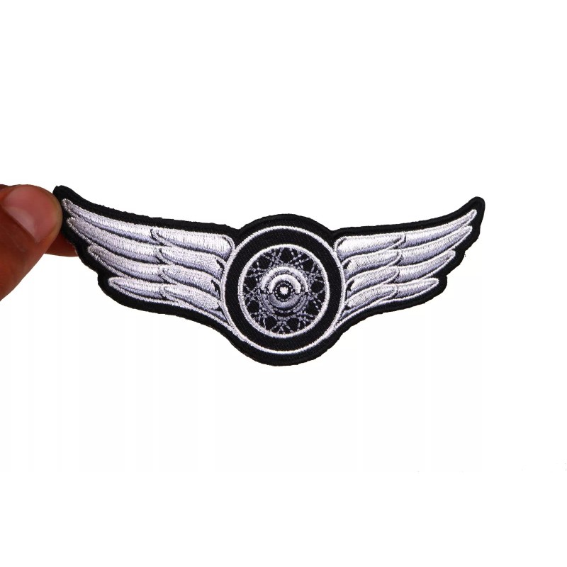 Ivamis Winged Wheel Small Iron on Biker Patch- 5x2 inch