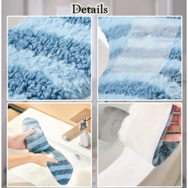 2Pairs Thick Warm Cushioned Toilet Seat Cover | Stick-On Washable Reusable Toilet Memory Foam Cushion Pad for Elongated Toilets (Blue)