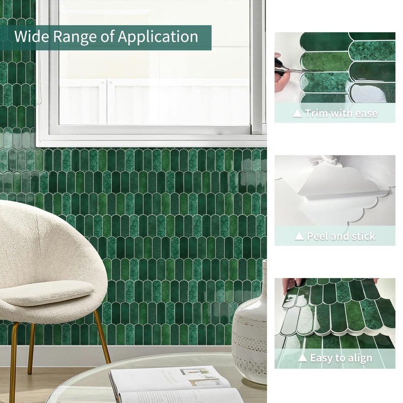 MOONFUN Peel and Stick Backsplash Tiles 10-Sheet Upgraded Thicker Design,