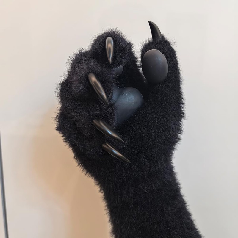 [SCLMRO] ケモノ 着ぐるみ 手袋 、ブラック肉球 、動物コスプレ手袋、爪デザイン (ブラック, 汎用 サイズです)