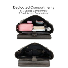 RASHKI Aria Tote Convertible Backpack 14.5" | Vegan Leather Laptop Bag for Office, College & Travel (Textured Brown)