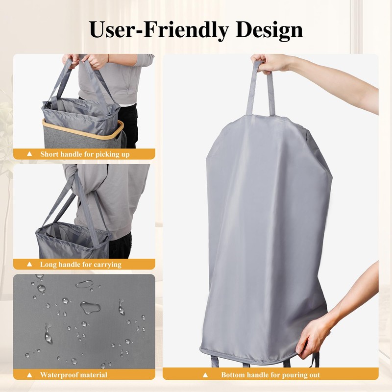Slim Laundry Hamper, 60L Waterproof Narrow Laundry Basket with Lid