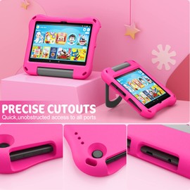 All-New Tablet 8 Case,8 inch Tablet Case for Kids,-Auorld Shockproof Kids-Proof Light-Weight Case with Stand for Tablet 8(2022 & 2020 Release)-Pink