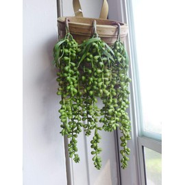 Artificial Flowers 3 Bunches Plants Plastic Pearl Bead Hangings (11" Each) Realistic Flower Arrangements Craft Art Decor Plant for Indoor Outdoor Decoration