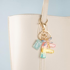 SELOVO Cute Initial letter Name Keychains for Women Girl Dragonfly Pink Yellow Colorful Backpack Accessories, F, One Size