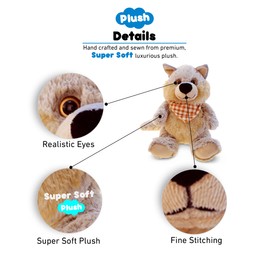 DolliBu Plush Wolf Stuffed Animal - Soft Plush Huggable Sitting Grey Wolf, Adorable Playtime Wolf Plush Toy, Cute Wild Life Cuddle Gifts for Kids and Adults - 9 Inch