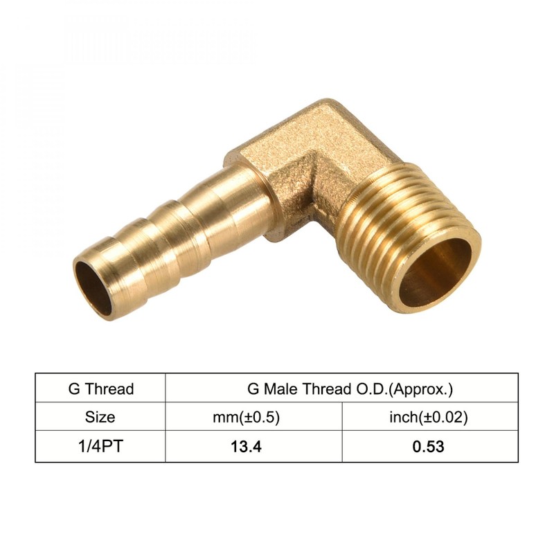 sourcing map Brass Barb Hose 90 Degree Elbow 8 mm