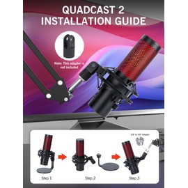 For HyperX QuadCast 2 Boom Arm - Mic Arm Compatible with Hyper x QuadCast, Microphone Boom Arm with Cable Ties, Improve Sound Quality, Mic Boom Arm for Hyperx QuadCast by SUNMON