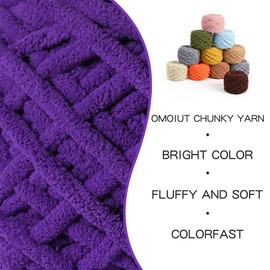 Plush Chenille Chunky Yarn 100g (49.2yd) - Fluffy Velvet Yarn Crochet for Blanket Knitting and Crocheting - Baby Yarn for Crocheting Soft - Amigurumi Yarn (Deep Purple)