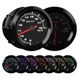 SINCO TECH 7 Color Gauge Kit 2" 52mm Automobile Backlight Pointer Car Meter with Sensor (Voltage Gauge)