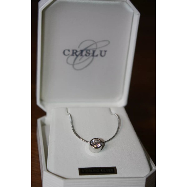 CRISLU PENDANT with 16" CHAIN- CZ .925 Sterling 1CTTW Extends