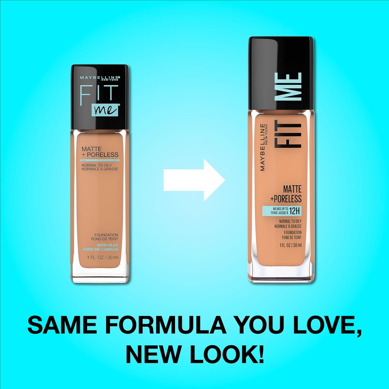 Maybelline Fit Me Matte + Poreless Liquid Oil-Free Foundation Makeup,
