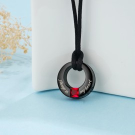 YOUFENG July Birthstones Urn Necklaces for Ashes Round Cremation Pendant Urns for Human Ashes Memorial Keepsake Locket Jewelry 07