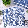 Whaline 60Pcs Flower Cotton Fabric Bundles Blue White Floral Fat