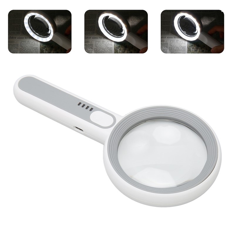 Magnifying Glass 5X 12X Handheld Magnifier with 18pcs LED for