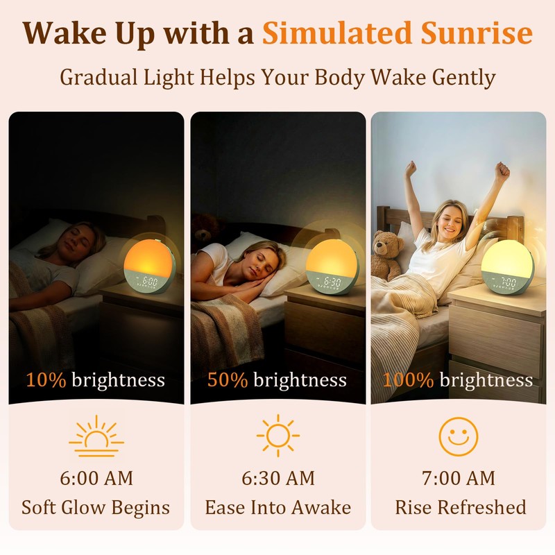 Sunrise Alarm Clock with Noise Machine: Natural Wake Up for