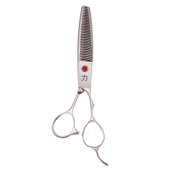 ShearsDirect Japanese 33 Tooth Thinning Shear with Offset Handle & Single Permanent Finger Rest, 6.5"