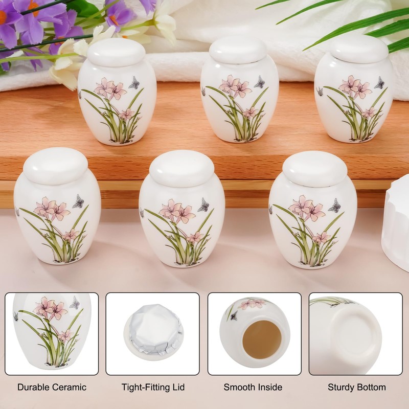 SOITIS 6 Pack Small Urns for Human Ashes Keepsake Daffodil