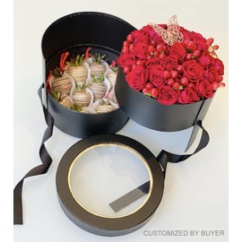 UNIKPACKAGING Premium Quality Round Flower Box, Gift Boxes for Luxury Flower and Gift Arrangements, with Lids, Size 7.8 dia. x 7 inch (Black)