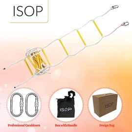 ISOP Extra Sturdy Emergency Fire Escape Ladder for Third Floor | 25 Foot Safety Ladder | Fast to Deploy & Easy to Use | Compact & Weather Resistant | Ladder Rope with Attaching Clips