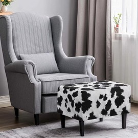 Hechitok Cow Print Ottoman Covers Slipcover Rectangle Form Fit Stretch Folding Storage Covers Ottoman Slipcovers Removable Footrest Covers Elastic Bottom