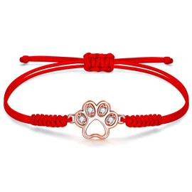 JENDEAR SHINE Dog Paw Bracelet for Women, Hand Braided Rope and Cute Paw Prints Charm Bracelet, Bracelet Gifts for Dog Lovers