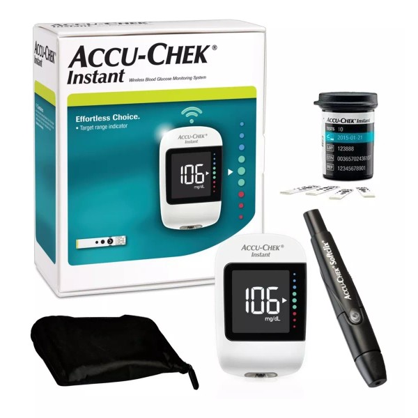 Accu-chek Glucómetro Instant Con 10 Tiras Y 10 Lancetas