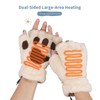 Half-Finger Fleece-Lined Heated Gloves for Typing & Writing, Plush Cat