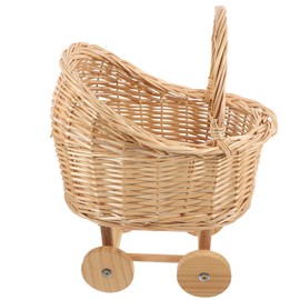 VICASKY Cute Small Basket Handle Baby Shower Basket Rattan Flower Girl Basket for Wedding Dec