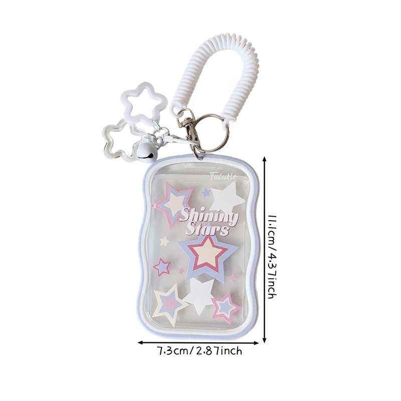 2 Pieces Creative Lucky Stars Photocard Holder Keychain Protective Sleeves