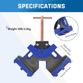 DASBET Cast Iron Heavy Duty Two Axis 90 Deg Welding Clamp Right Angle Self Centering Jig Fixture for Wood Miter Clamp