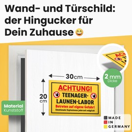 DankeDir! Teenager Launen Laboratory - 30 x 20 cm Sign - Gift Idea Door Sign Room Boys & Girls Saying - Room Decoration Gift Idea Birthday Decoration Door Decoration Teenagers Funny