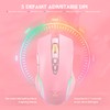 SIMGAL RGB Wireless Gaming Mouse, Pink, Rechargeable, Ergonomic Design, Adjustable