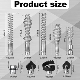 Otoolling 10 Pcs Drain Snake Drill Attachments Drain Auger Cutter Kit for Heavy-duty Cables Professional Tools Compatible with K-400, C-4, C-6, C-7, C-8, and C-9 Models