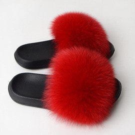 "RED" Fur Fluffy Flip Flops™️ - Size: 8