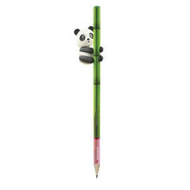 Legami - Pencil with Eraser, I Love Bamboo, Diameter 0.7 cm, Height 18 cm, HB Lead, Panda Variant, Precision Stroke, for Drawing and Writing