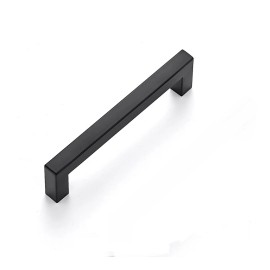 Ravinte 1 Ravinte 5” Hole Center Kitchen Square Cabinet Handle Satin Black Pull Bar Pull